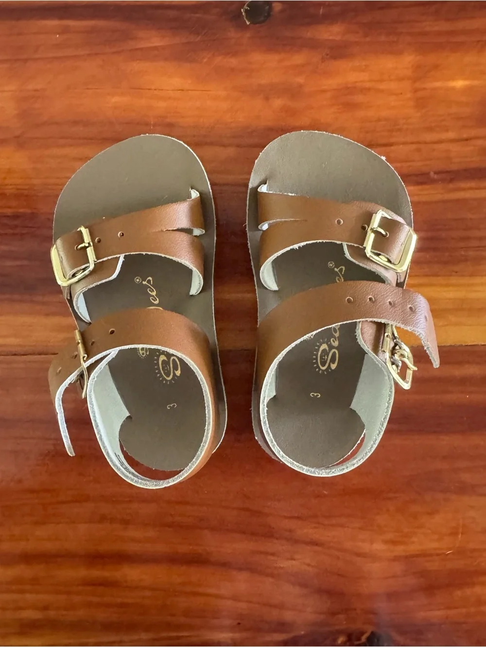 Baby Brown Leather Saltwater Sandals